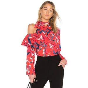 Tanya Taylor Silk Jules Ruffle Top in Papaya